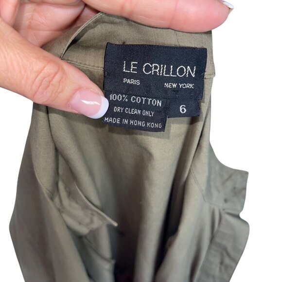 Le Crillon Womens Cotton Button Front A-line Dress Size 6 Khaki Tan Vintage - Picture 8 of 13